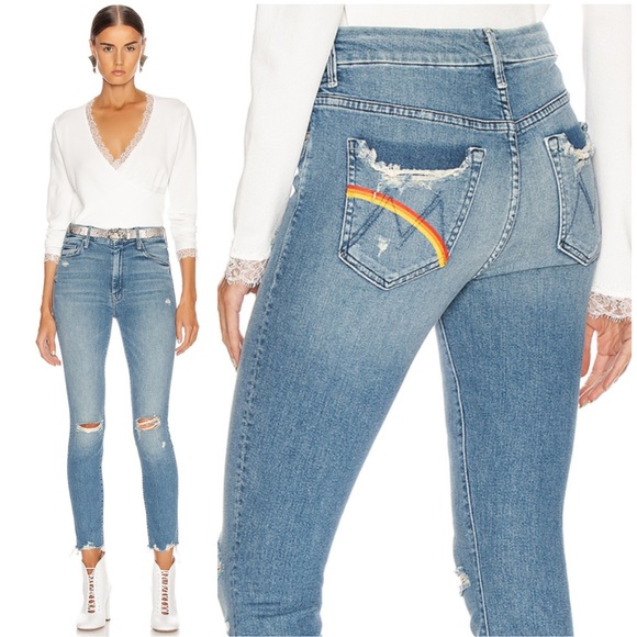 MOTHER Denim - MOTHER Looker Ankle Chew High Rise Hula Rainbow 25